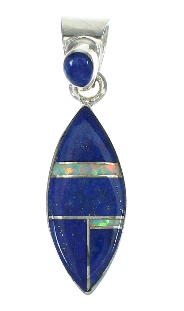 Silver Lapis And Opal Southwestern Pendant YX70369